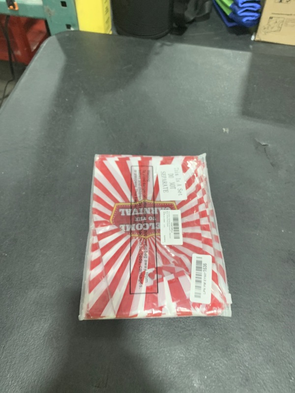 Photo 1 of Chivertion 100 Pieces Carnival Plastic Gift Bags Bulk Carnival Merchandise Treat Bags Red and White Stripe Party Favors