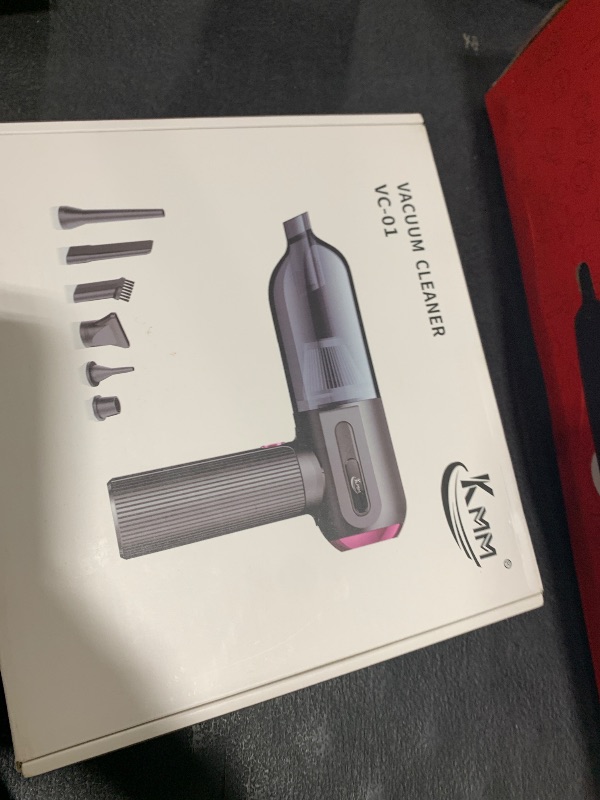 Photo 1 of KMM Handheld Car Vacuum Cleaner, 4 in 1 Vacuum Cleaner 16000Pa Air Duster, 3-Speed Adjustable 120W High Power Vacuum Cleaner with LED Light and Multi-Nozzles for Car, Home, Office, Pet