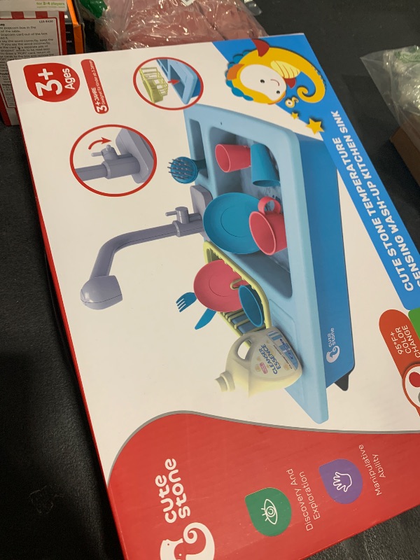Photo 1 of CUTE STONE Color Changing Kitchen Sink Toys, Children Electric Dishwasher Playing Toy with Running Water, Upgraded Faucet, Automatic Water Cycle System Play House Pretend Role Play Toys for Boys Girls