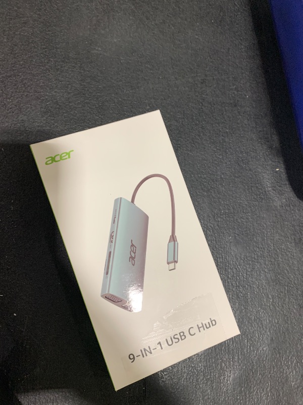 Photo 1 of Acer USB C Hub with 4K HDMI, 9-in-1 USB C to Ethernet Adapter, 5Gbps USBA 3.0 Docking Station, VGA Splitter, SD Card Reader, PD 100W Charging for MacBook, Acer, Laptops, Surface and More (Black)