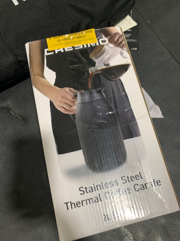 Photo 1 of Thermal Coffee Carafe, 68 Oz - Sophisticated Black Stainless Steel, Durable & Easy to Pour, Keeps Drinks Perfectly Hot for 12 Hours & Chilled for 36 Hours, Ideal Coffee Urn for Home, Office, & Parties