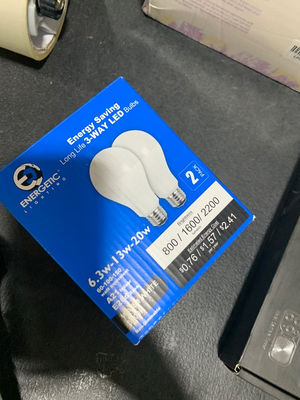 Photo 1 of Super Bright 50/100/150W 3-Way A21 LED Light Bulb, 800/1600/2200 Lumens, 3000K Warm White, Non-dimmable, E26 Base, UL Listed, 2-Pack