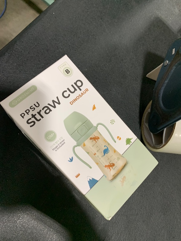 Photo 1 of GROSMIMI Flip Top Spill Proof Sippy Cup, PPSU, BPA Free, 10 oz, Stage 2 Straw for Toddlers (Dinosaur)