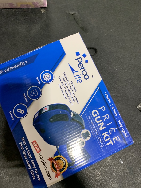 Photo 1 of Perco Lite 1 Line Price Gun with Price-Marking Labels Kit — Includes 5,000 Blank White Labels, 1 Gun Clip, 2 Ink Rollers — 1 Ink Roll & Labels Preloaded — Ideal for Retail Pricing, Inventory, and More