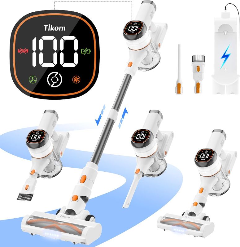 Photo 1 of Tikom V500 Cordless Vacuum Cleaner for Home, 40000Pa/450W Stick Vacuum with LED Touch Screen, Charging Wall Dock, Anti-Tangle, Lightweight Handheld Vacuum for Pet Hair, Hard Floor, Carpet