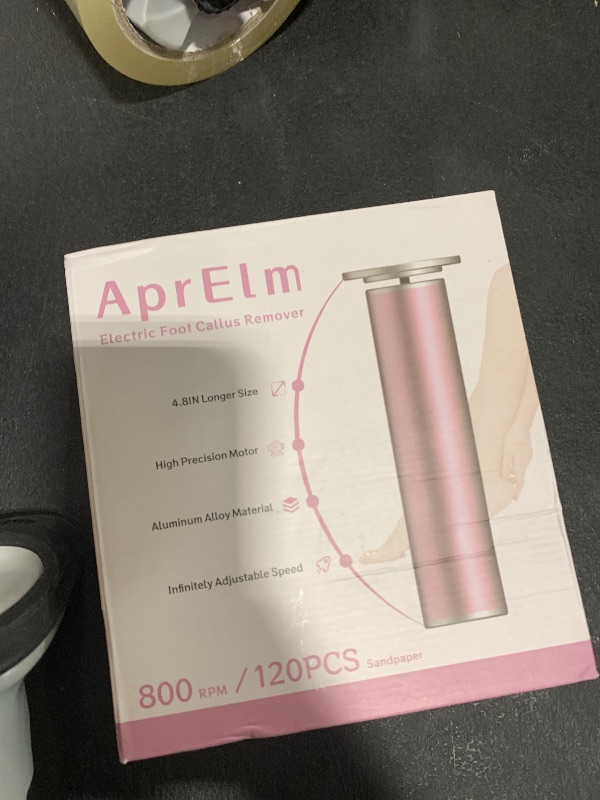 Photo 1 of AprElm 4.8IN Longer Electric Foot Callus Remover with 120pcs Sandpaper Discs, Professional Aluminum Callus Remover for Feet, Stepless Speed Control Pedicure Tools for Dead Skin (Pink-pro)