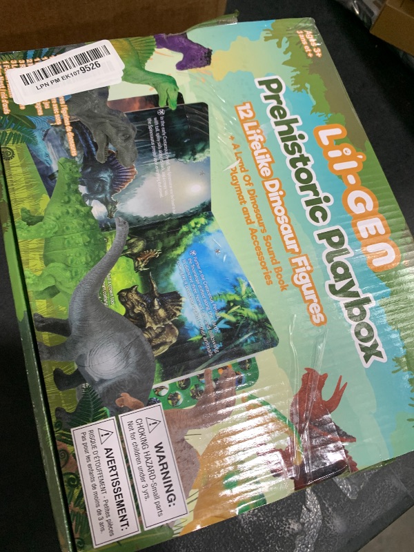 Photo 1 of Li'l-Gen Dinosaur Toys for Boys and Girls - 12 Realistic 7-Inch Dinosaur Figures with Interactive Sound Book - Includes Play Mat, Trees, Rocks, Fossils, and More - Educational Toys for Kids Ages 3-5