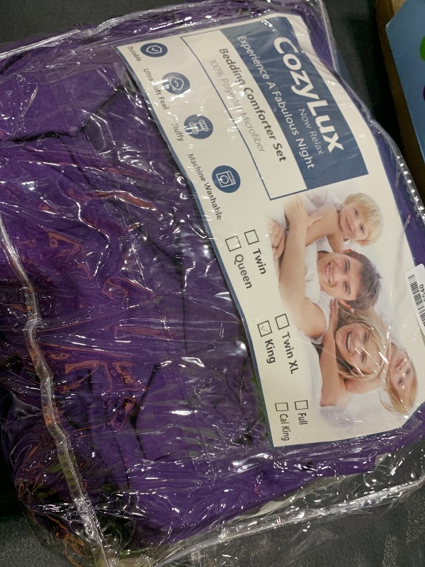 Photo 1 of CozyLux King Bed in a Bag 7-Piece Comforter Set with Purple All Season Bedding - Comforter, Pillow Shams, Flat Sheet, Fitted Sheet and Pillowcases