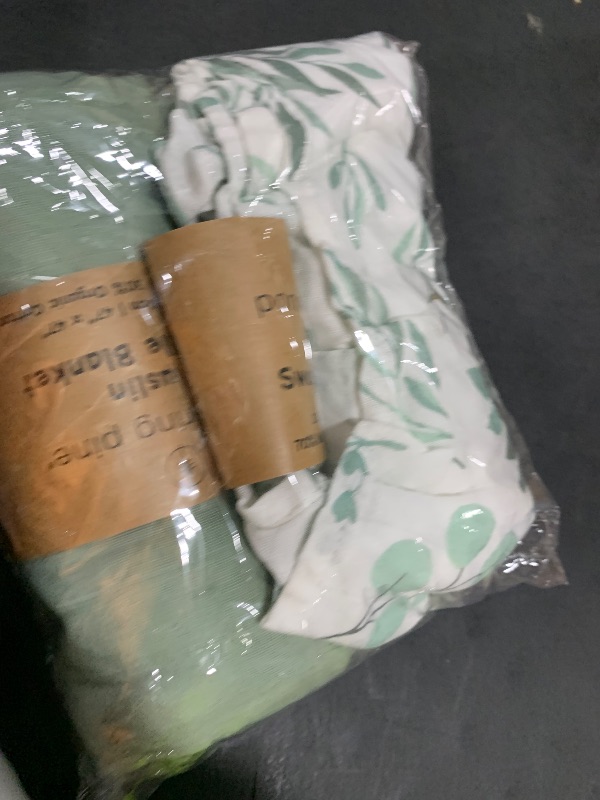 Photo 1 of Organic Baby Muslin Swaddle Blankets for Boy or Girl - Eucalyptus Leaves and Sage Swaddling Blanket 2 Pack - Soft Muslin, XLarge and Breathable, Boho Baby, 47" X 47"
