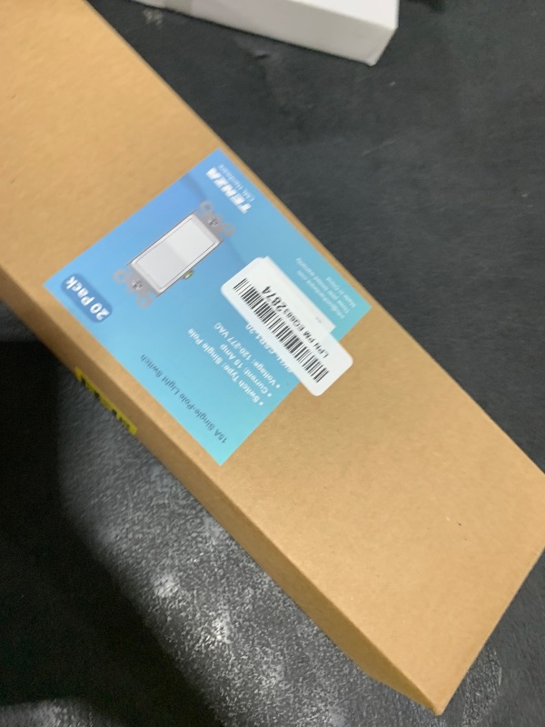 Photo 1 of CML Single Pole Decorator Light Switch, 20 Pack Rocker Paddle Wall Switch, 15A 120/277V, On/Off Interrupter, UL Listed, White
