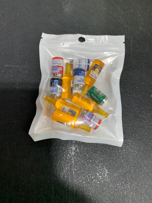 Photo 1 of 1:12 Scale 11 Pcs Miniature Beer Bottles and Beer Cans Mini House Drink Accessories for Fairy Garden Pub Bar Decoration Dollhouse Beer Glass Model
