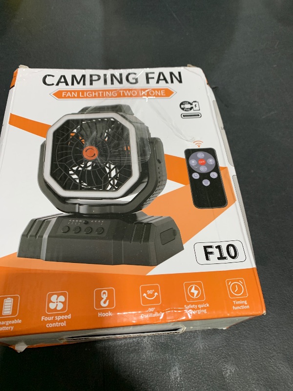 Photo 1 of AVV 20000mAh High Speed Portable Camping Rechargeable Fan with Remote Control, Battery Powered with Auto Oscillating with Camping Essentials Accessories for Outdoor, Beach, Patio, Tent, Black