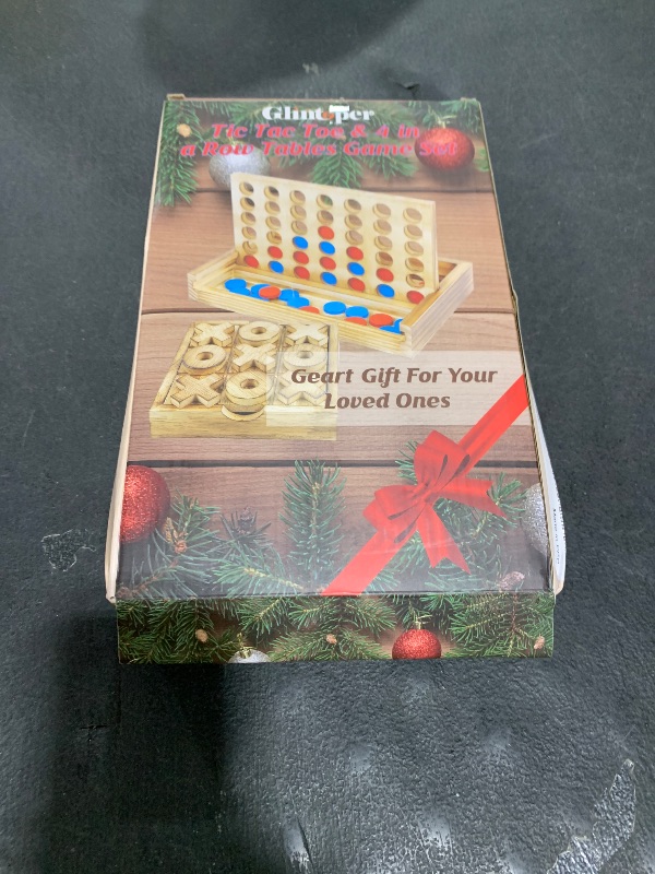 Photo 1 of Glintoper Tic Tac Toe & 4 in a Row Table Games Set - Rustic Decor Wood Strategy Board Games for Families
