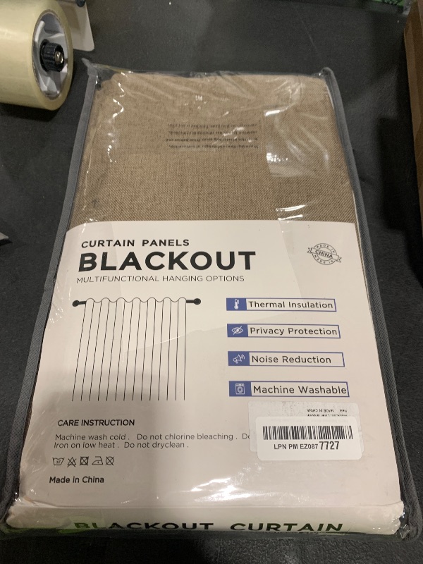 Photo 1 of 100% Blackout Shield Linen Blackout Curtains for Bedroom 90 Inches Long,Back Tab/Rod Pocket Living Room Drapes,Thermal Insulated Textured Blackout Curtains 2 Panels Set,50" W x 90" L,Linen Brown