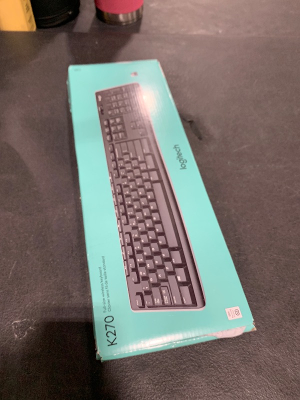 Photo 1 of Logitech K270 Wireless Keyboard for Windows, 2.4 GHz Wireless, Full-Size, Number Pad, 8 Multimedia Keys, 2-Year Battery Life, Compatible with PC, Laptop, Black