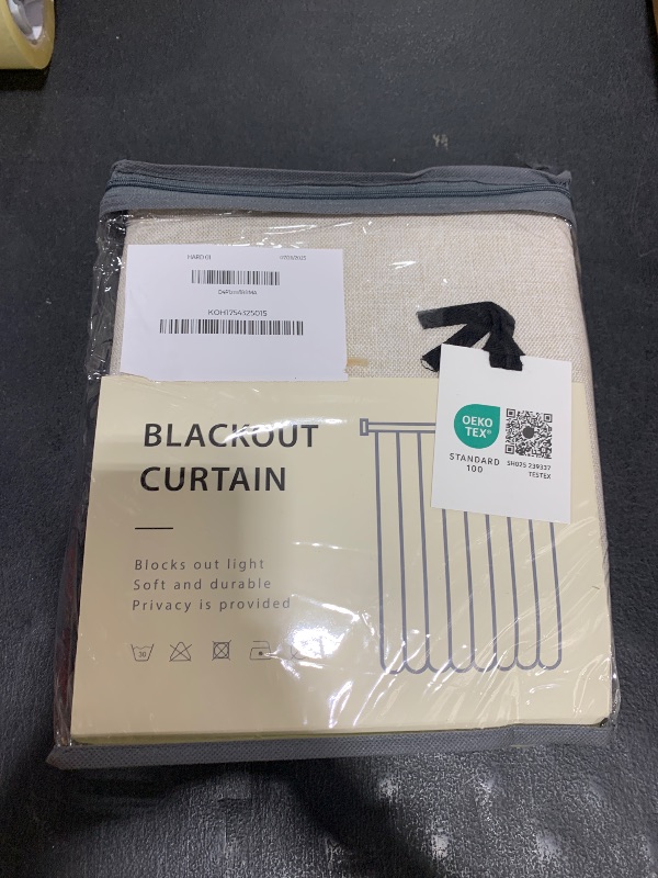 Photo 1 of 100% Blackout Shield Linen Blackout Curtains for Bedroom 84 Inches Long, Back Tab/Rod Pocket Living Room Drapes, Thermal Insulated Blackout Curtains 2 Panels Set, 50" W x 84" L, Cream