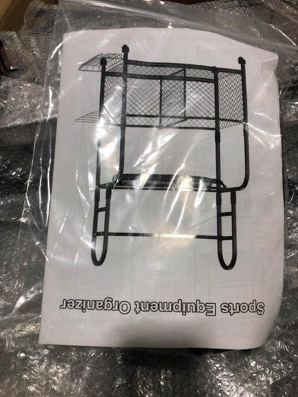 Photo 1 of Vhelyom Ball Storage Rack | Sports Equipment Organizer | Ball Rack for Basketball, Volley Ball, Soccer | Indoor and Outdoor Ball Rack for Home, School, Yard, Gym (Ribbon style)