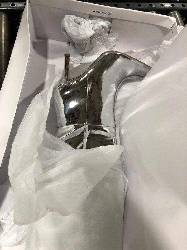 Photo 1 of The Drop Women's Gemini Tall Heeled Boot, Silver Mirror, 6.5