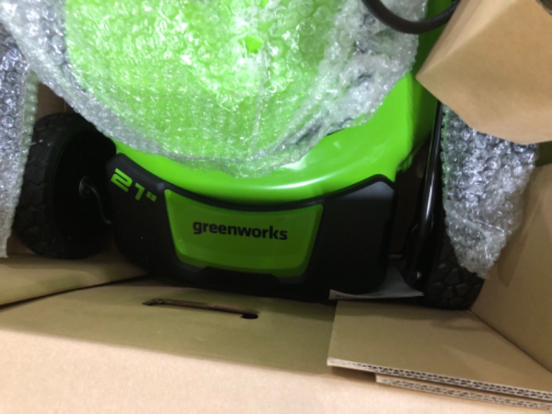 Photo 1 of Greenworks 48V (2x24V) 21" Brushless Mower+12" String Trimmer+320CFM Blower,(2) 5.0Ah Batteries and 4A Dual Port Charger