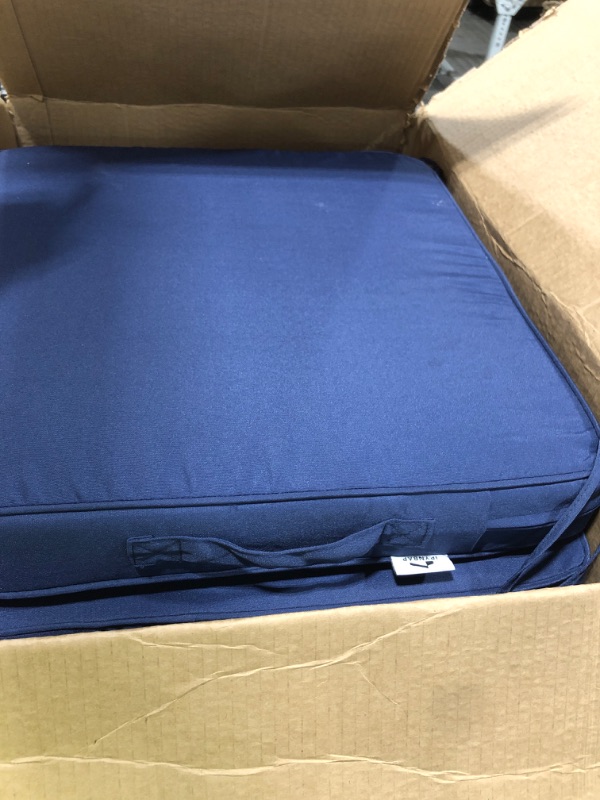 Photo 1 of IPYNBAP Outdoor Cushions for Patio Furniture,Outdoor Seat Cushion Set 24 x 24 x 5.75 Inch,Waterproof & Fade Resistant Outdoor Chair Cushions,Deep Patio Chair Cushion with Removable Cover,Navy Blue