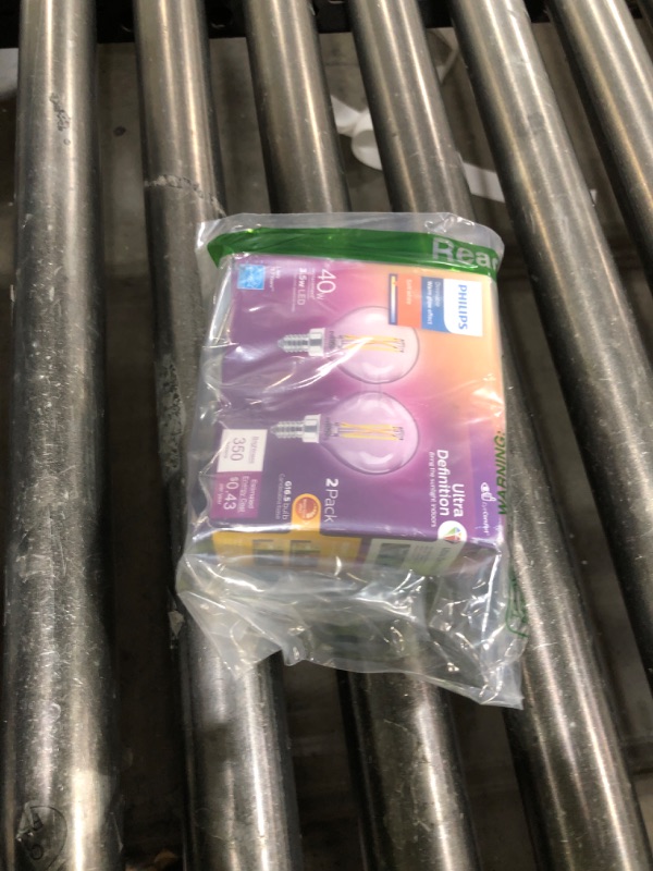 Photo 1 of Philips LED 40W G16.5 E12 Base 2-Pack Ultra Definition Soft White (2700K) 350 Lumen (3.5W=40W) Clear Flicker Free Light Bulbs