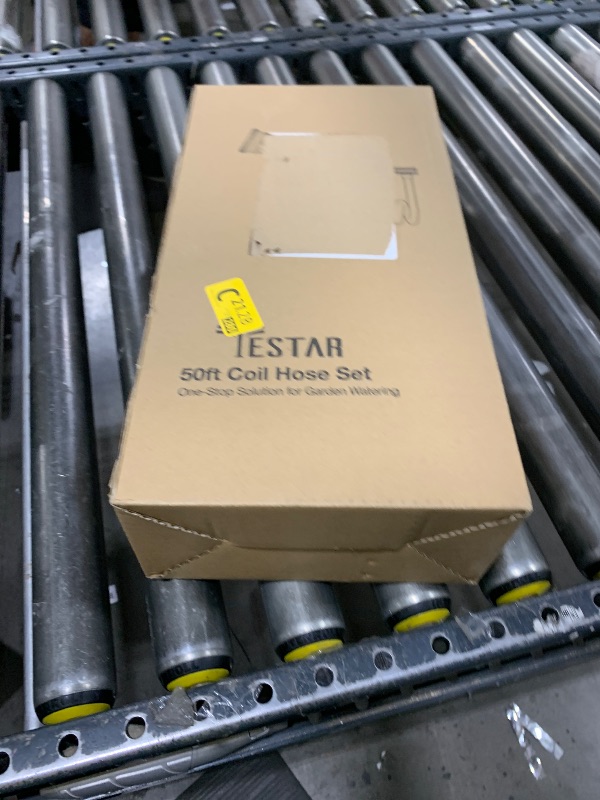 Photo 1 of Coil Hose 50FT EVA Coil Garden Hose With 3/4'' Brass Connector Coiled Water Hose Lightweight And No Kink Includes 7 Patterns Spray Nozzle For Outdoors Lawn Watering Car Washing