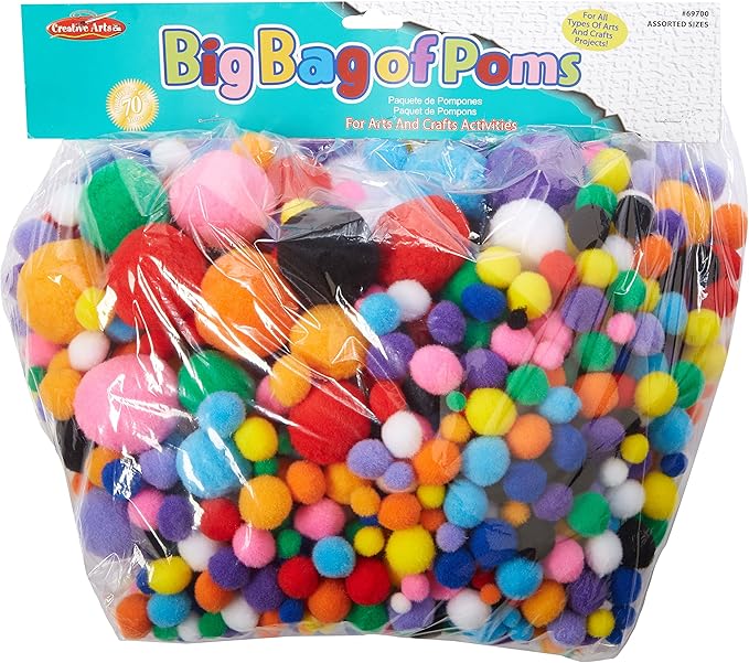 Photo 1 of Creative Arts by Charles Leonard Pom-Poms, Assorted Sizes/Colors, 1 Pound Bag (69700)
