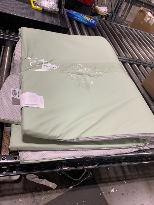 Photo 1 of Blissful Diary Vegan Leather Baby Play Mat, 50x50 Thicken Foam Cushioned & Waterproof Playpen Mat for Infants and Toddlers, Stylish and Just Wipe-Clean Playmat for Baby Play on Floor, Light Green