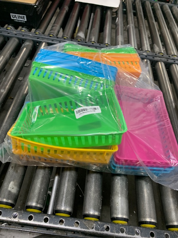 Photo 1 of DEAYOU 16 Pack Classroom Storage Baskets Bins, Small Plastic Organizer Basket, Colorful Storage Trays, Crayon Pencil Containers for Paper, Desk, Shelf, Home School Office, 10.2" L x 6.5" W x 2.4" H
