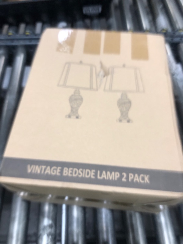 Photo 1 of LuxSight Collection 28.5" Table Lamps Set of 2 - Bedside Lamp with Fabric Shades - for Bedroom and Living Room with USB and Nightlight - Perfect for Nightstands and Bedrooms