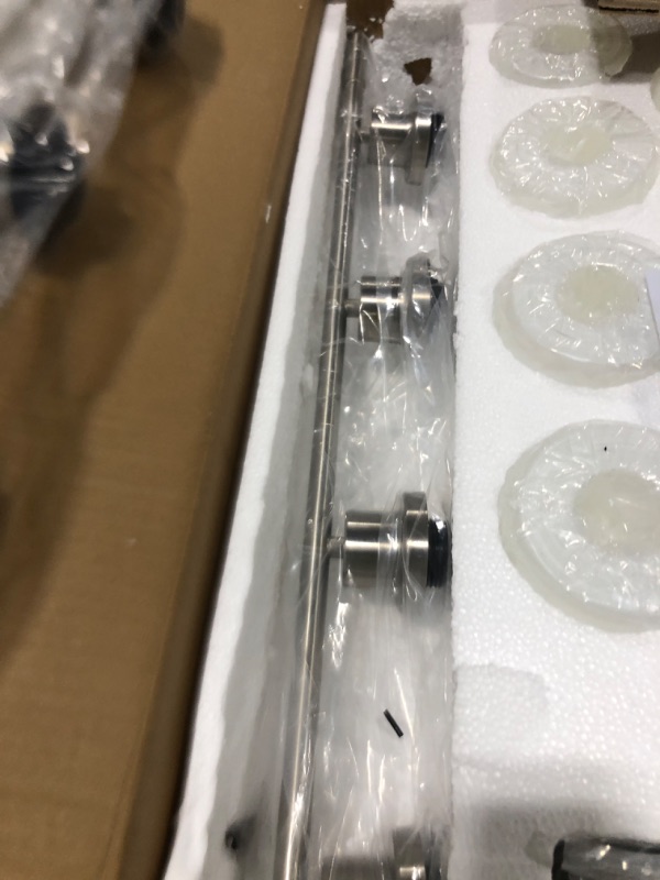 Photo 1 of Guliaofo 8-Light Vanity Lights, E26 Base Bathroom Light Fixtures with Textured Milky White Glass Shade, Modern Bathroom Lighting Fixtures Over Mirror Wall Sconce Light - Brushed Nickel