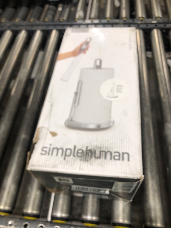 Photo 1 of simplehuman Standing Paper Towel Holder with Spray Pump, White Stainless Steel