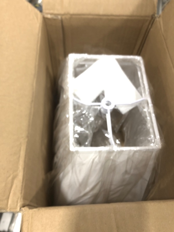 Photo 1 of Vipmip White Rectangular Lamp Shades Set of 2, No Assembly Required Lampshade 5" x 6.5" Top, 8" x12" Bottom, 10" High, Replacement Lamp Shades for Table Lamps, Floor Lamps, Metal Spider Fitter