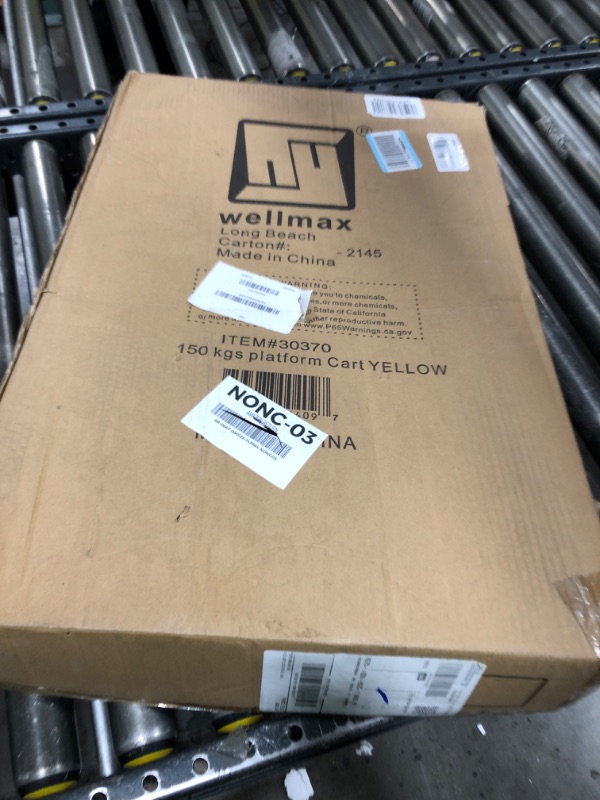 Photo 1 of Push Cart Dolly by Wellmax, Moving Platform Hand Truck, Foldable for Easy Storage and 360 Degree Swivel Wheels with 330lb Weight Capacity, Yellow Color