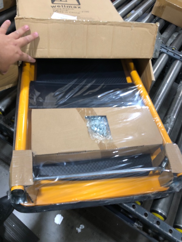 Photo 1 of Push Cart Dolly by Wellmax, Moving Platform Hand Truck, Foldable for Easy Storage and 360 Degree Swivel Wheels with 330lb Weight Capacity, Yellow Color