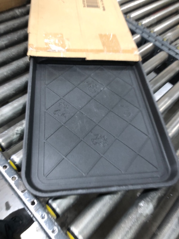 Photo 1 of All-Weather Boot Tray - Water-Resistant Plastic Mud Pan, Pet Food Tray, and Outdoor or Indoor Shoe Mat for Entryway by Stalwart (Black)