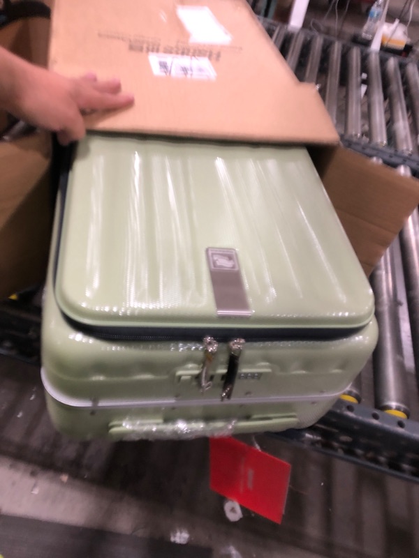 Photo 1 of Hanke 20 Inch Carry-On Luggage with Wheels PC Hard Shell Suitcases Top Opening Aluminum Frame Travel Luggage Suitcases for Woman Men.(Bamboo Green)