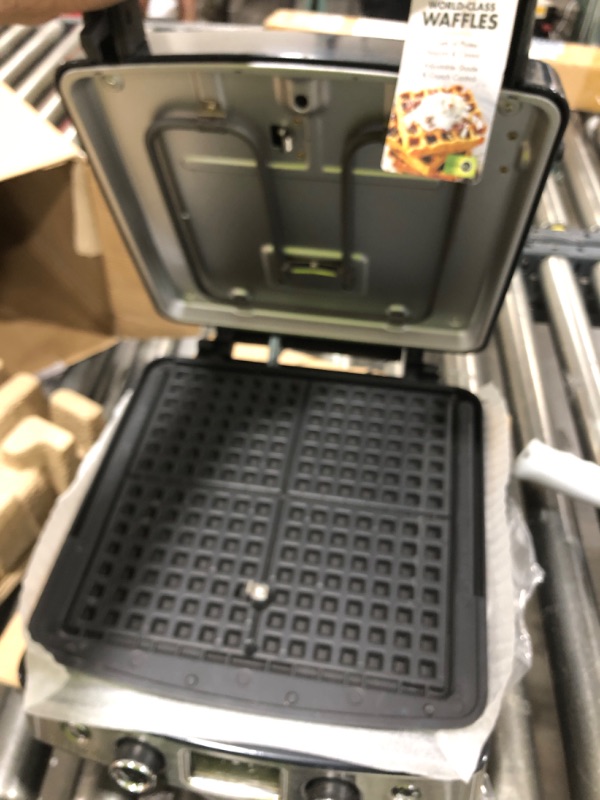 Photo 1 of GreenPan Elite 4-Square Belgian & Classic Waffle Maker, Healthy Ceramic Nonstick Aluminum Dishwasher Safe Plates, Adjustable Shade/Crunch Control, Wont Overflow,Easy Cleanup Breakfast,PFAS-Free,Black