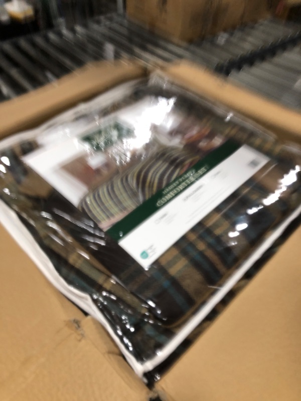Photo 1 of Woolrich Rustic Lodge Cabin Comforter Set - All Season Down Alternative Warm Bedding Layer and Matching Shams, Oversized Queen, Hadley Plaid, Multi