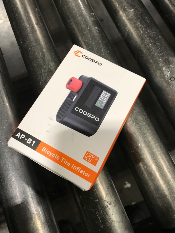 Photo 1 of CooSpo Mini Electric Bike Pump, Portable Tire Inflator Portable Air Compressor, Max 120 PSI, Auto Shut-Off Air Pump with Presta/Schrader Valves for All Bicycles, Ball, Car Accessories
