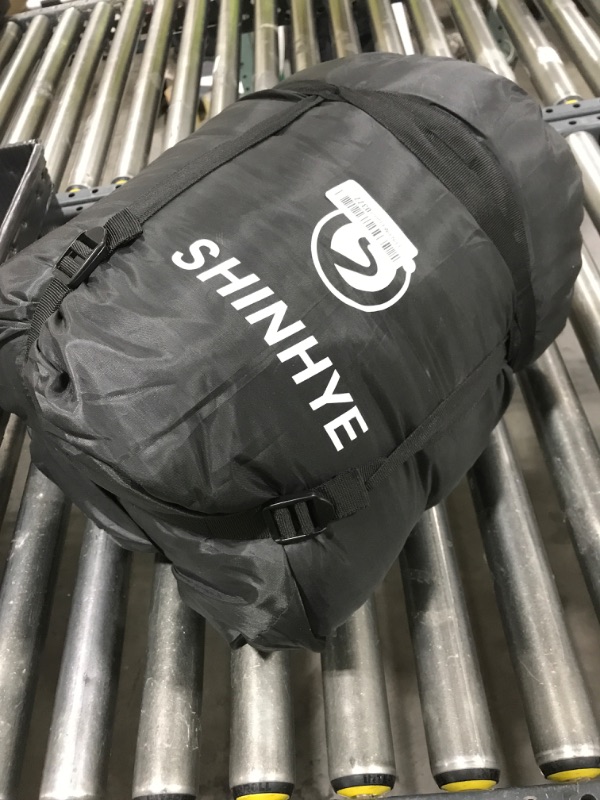 Photo 1 of ShinHye 0 Degree Sleeping Bag for Adults - Cotton Flannel 4 Season Cold Weather Winter, XXL Big and Tall Camping Sleeping Bag with Compression Sack (Black, 90"×35" Right Zip)