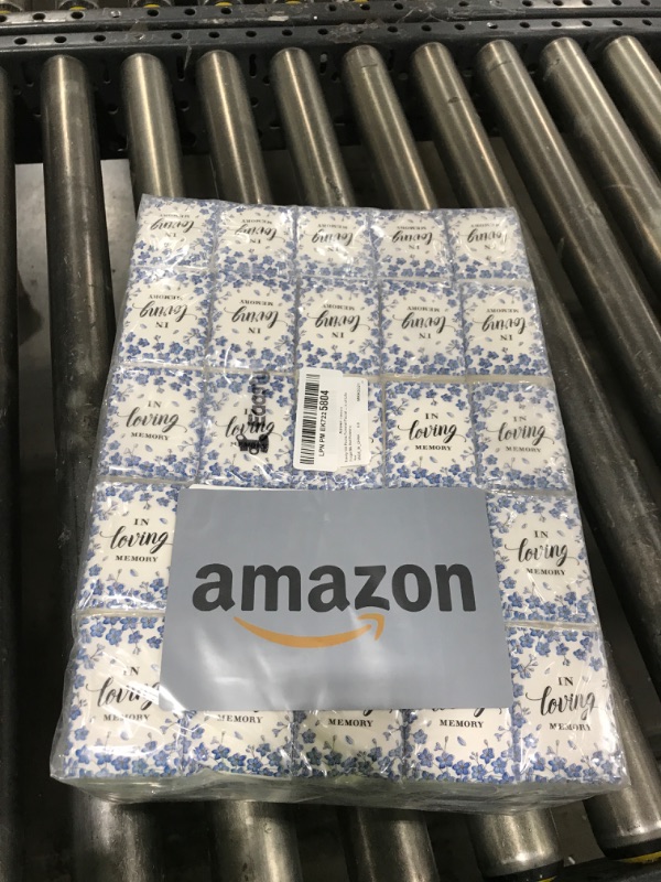 Photo 1 of Eaasty 100 Packs Funeral Facial Tissues in Loving Memory Travel Size Pocket Tissues Funeral Favors Mini Small Individual Travel Packs Soft Paper Facial for Celebration of Life (Forget Me Not Flowers)