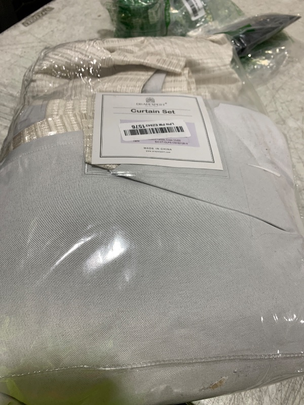 Photo 1 of Cream and Silvery 100% Blackout Jacquard Geometric Pattern Curtains,52 Inch Wide 120 Inch Length 2 Panels, Thermal Insulated Noise Reducing Anti-Rust Grommet Drapes for Bedroom Living Room