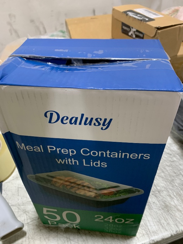 Photo 1 of Dealusy 50 Pack (100-Piece) 24 oz Meal Prep Containers Reusable with Lids, Sturdy Leakproof & Food Safe, Microwave, Freezer, Dishwasher Safe Prep Containers, To Go Take Out Plastic Food Storage