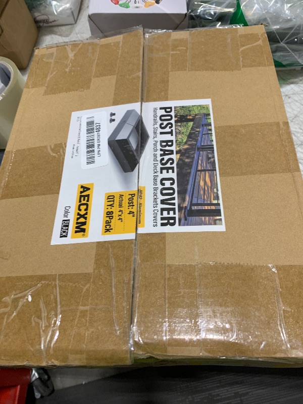 Photo 1 of AECXM 8Pack 4"x4" Aluminum Deck Post Base Cover, Split Post Cover Skirts for Deck Railings?Stairs?Porches Black
