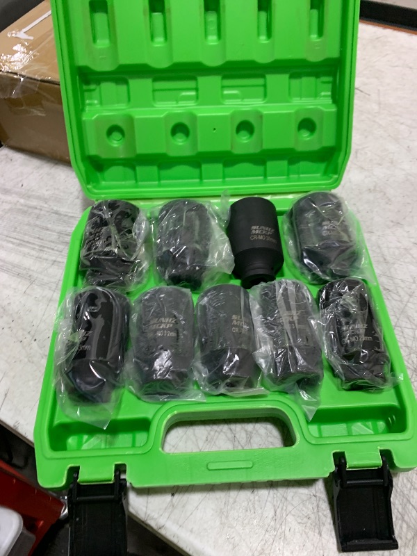 Photo 1 of SUNKPMCKP 1/2" Drive Deep 6-Point Impact Socket Set, 9-Piece METRIC Spindle Axle Nut Impact Socket Set, Cr-Mo, 29mm - 38mm