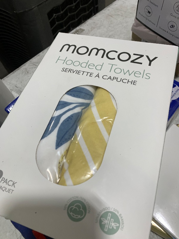 Photo 1 of Momcozy Baby Hooded Towel, 2 Pack Baby Towel Set, Super Soft Bath Towel with Original Design, Shower Gifts for Infant, Toddler (28 X 28 Inch, Lemon Leaves)