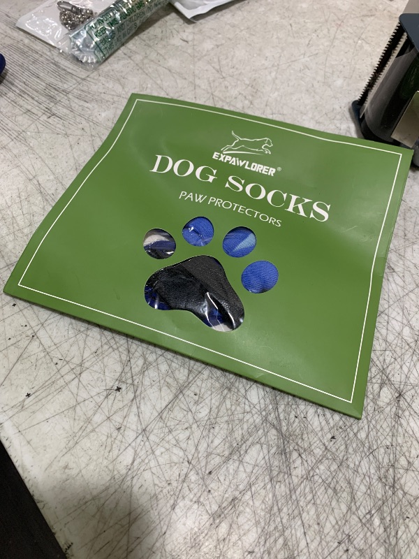 Photo 1 of EXPAWLORER Anti Slip Dog Socks to Prevent Licking Paws, Dog Shoes for Hot Pavement, Dog Booties for Hardwood Floors, Dog Boots & Paw Protectors with Grippers for Small Medium Large Senior Dogs Blue S