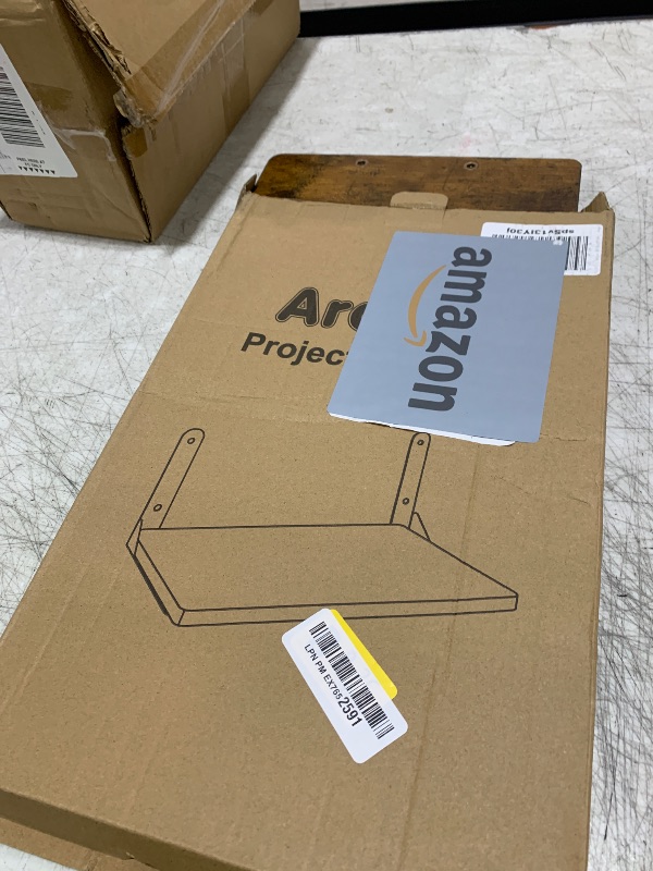 Photo 1 of Ardier Wall-Mounted Projector Shelf, Wooden Media Holder Holds Up to 24 lbs, Floating Entertainment Shelves Furniture for Cable Box, WiFi Router, TV Box, Game Console, DVD Player, White