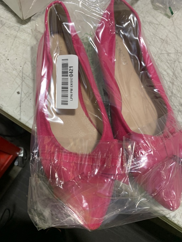 Photo 1 of SAILING LU Women's Pointed Toe Flats Dress Shoes Business Casual Slip On Ballet Flats Hot Pink Shoes for Women Dressy Comfortable Rose Size 8.5